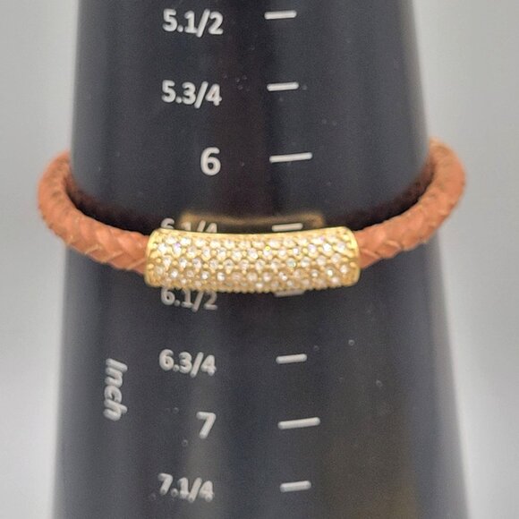 Michael Kors Braided Cord Clasp Bracelet With Pave Set Crystal Accent Signed - Picture 7 of 7